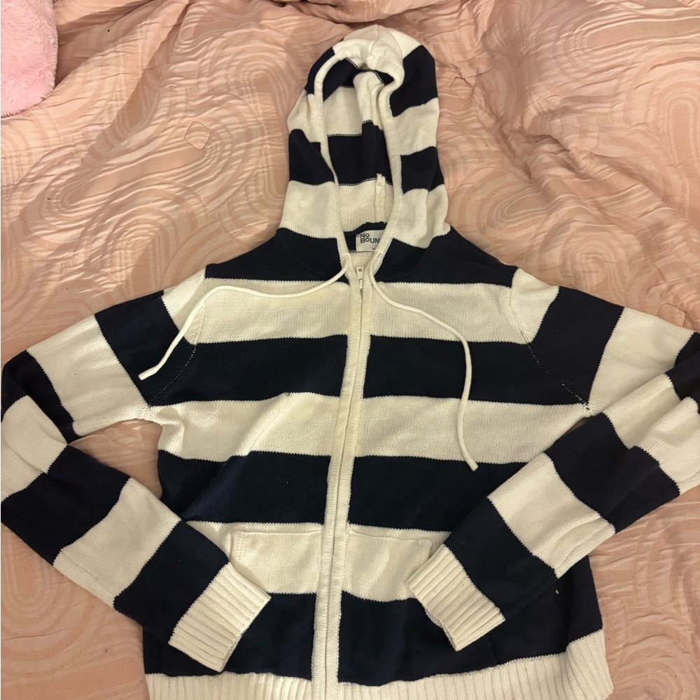 Striped Navy and White Hoodie